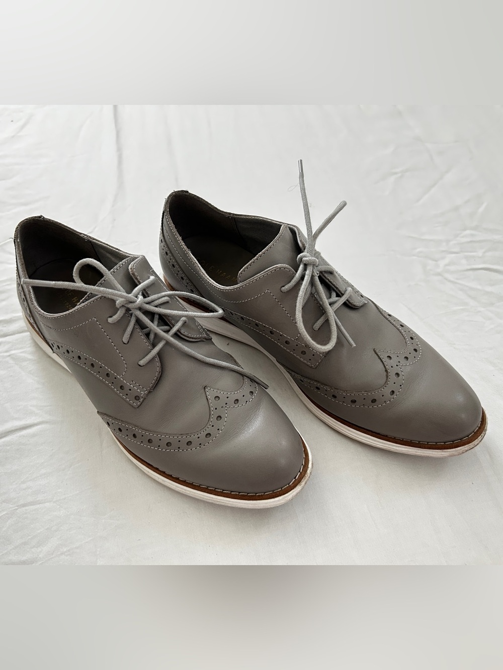 Cole Haan Gray Leather Wingtip Oxfords for Women